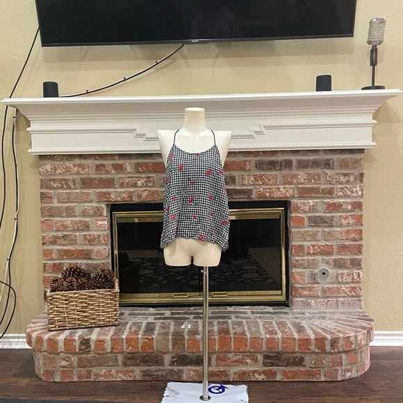 SOLD Vintage Y2K checkered cherry print spaghetti strap tank top / S / EUC - Picture 6 of 9